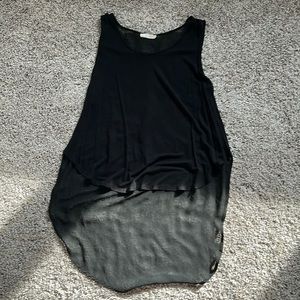 Lush black high low sheer back tank top sz L